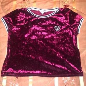 Velvet semi cropped shirt